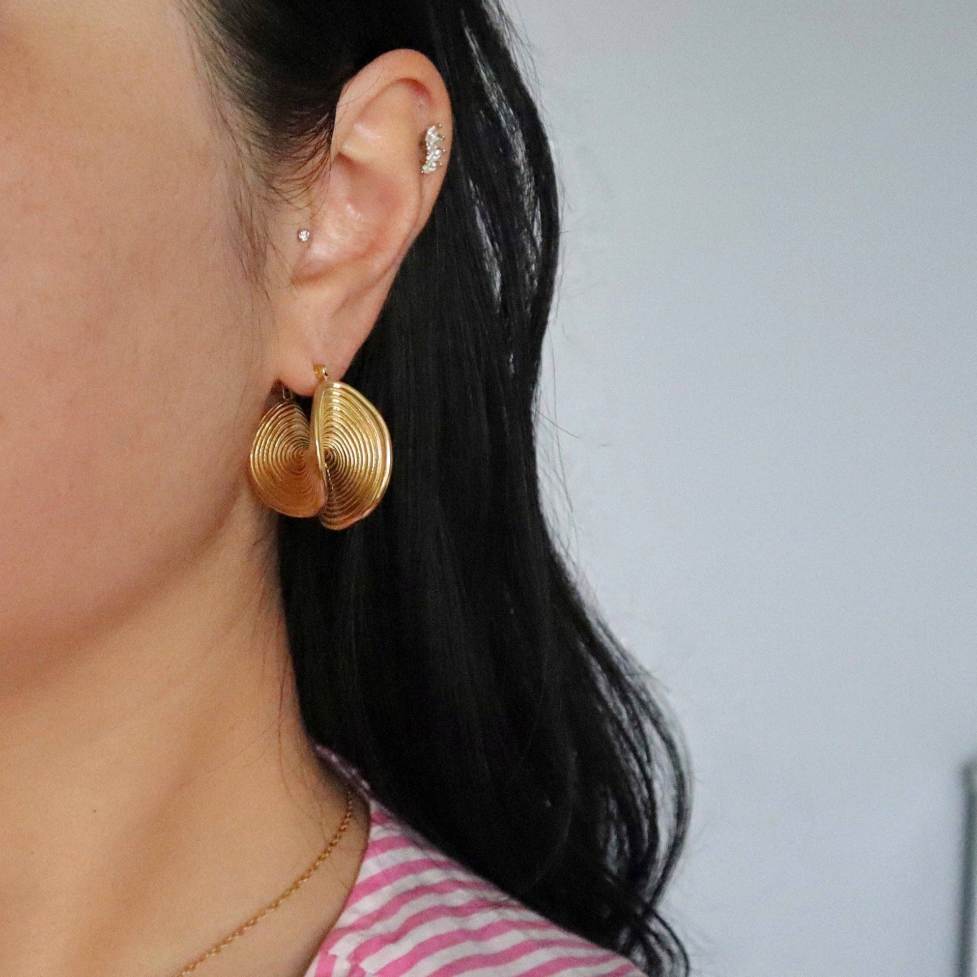 Devon Folded Hoops | Gold Statement earrings