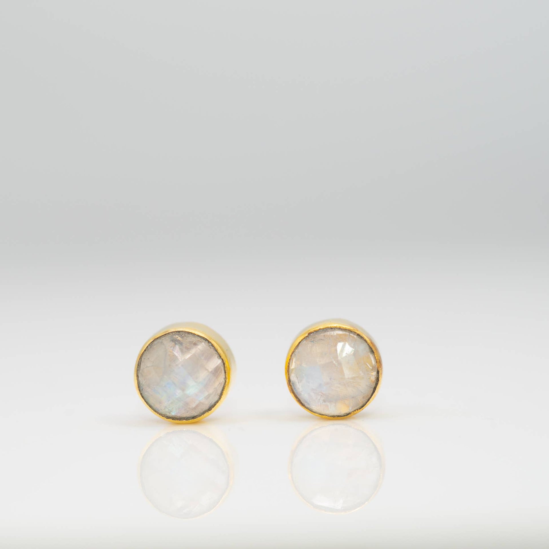 Rainbow Moonstone Rose Cut earring