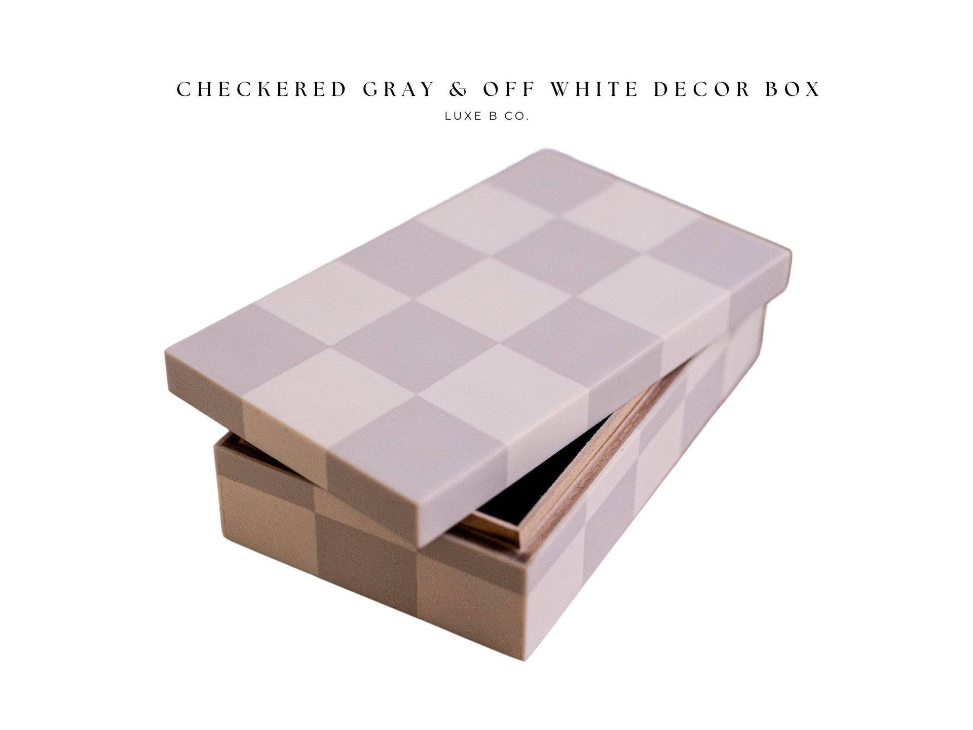 Checkered Gray & White Decor Box