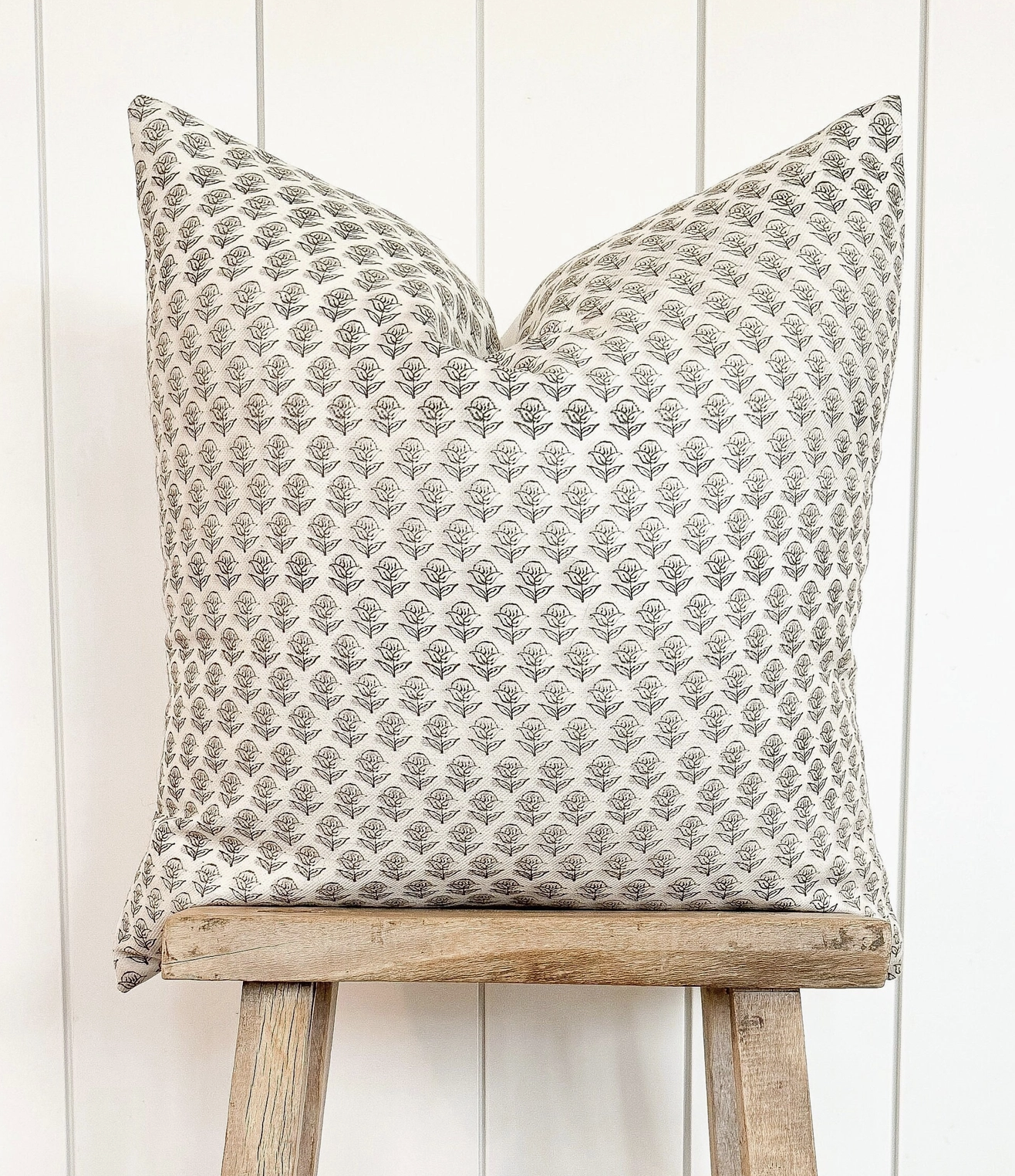 Neutral Handblock Pillow Cover