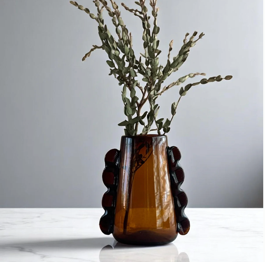 Betta Glass Vase Amber by Diego Olivero