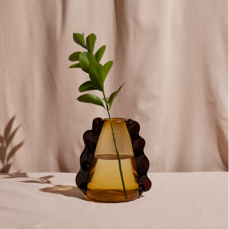Betta Glass Vase Amber by Diego Olivero