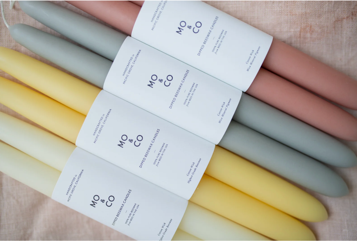 10" -100% Beeswax dipped Candles Mo & Co Home