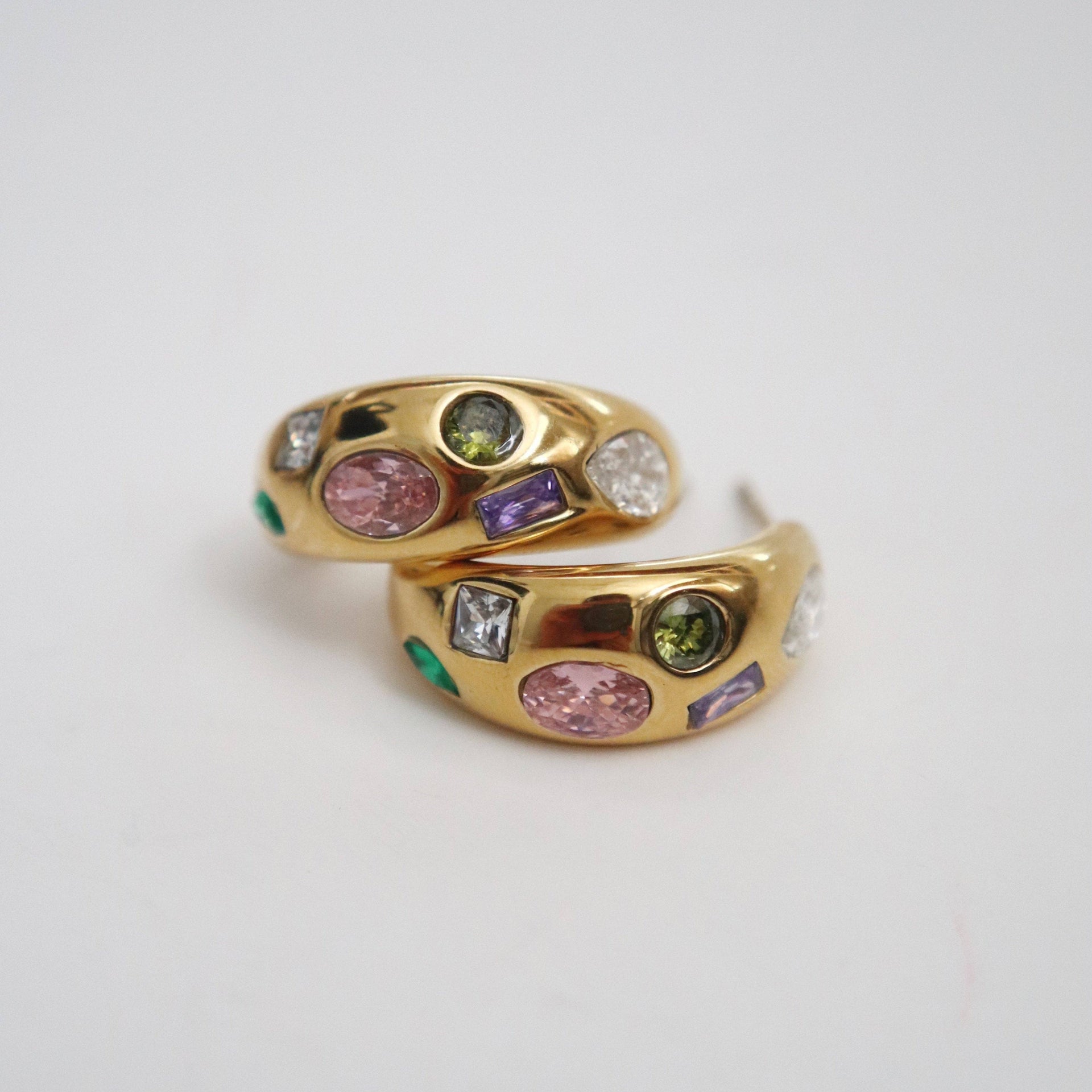 Mosaic Hoops | Multicolor Gem Hoop earring