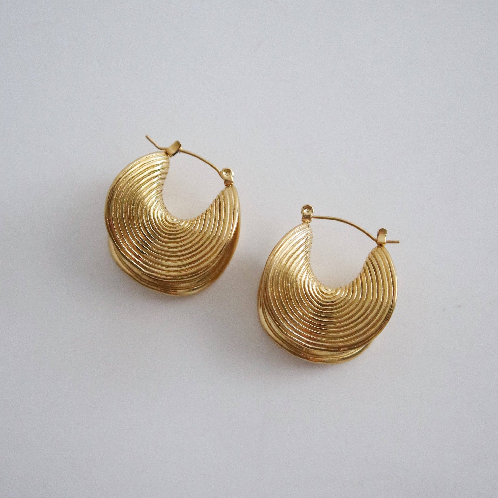 Devon Folded Hoops | Gold Statement earrings
