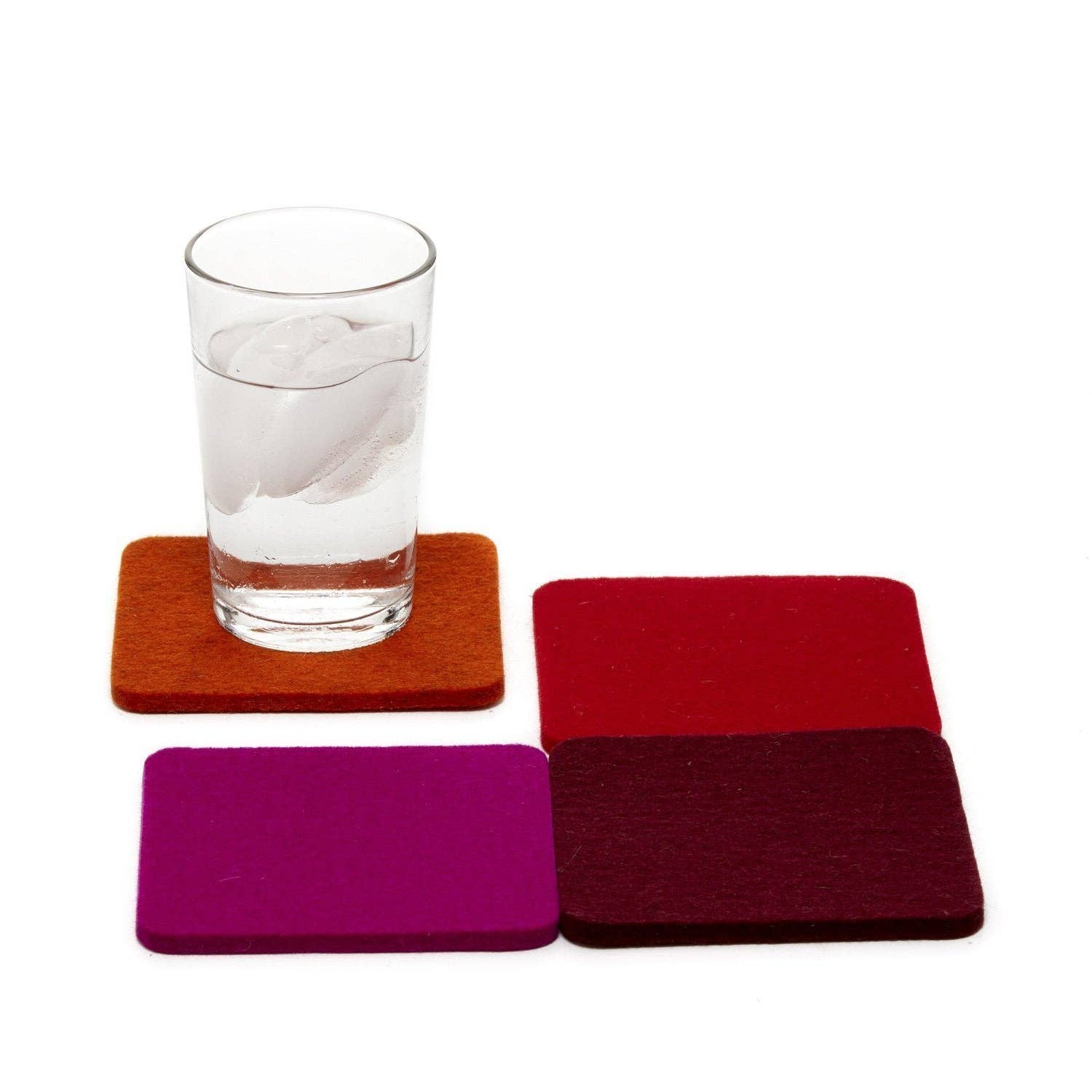 Bierfilzl Merino Wool Felt Square Coaster 4 Pack Bordeaux