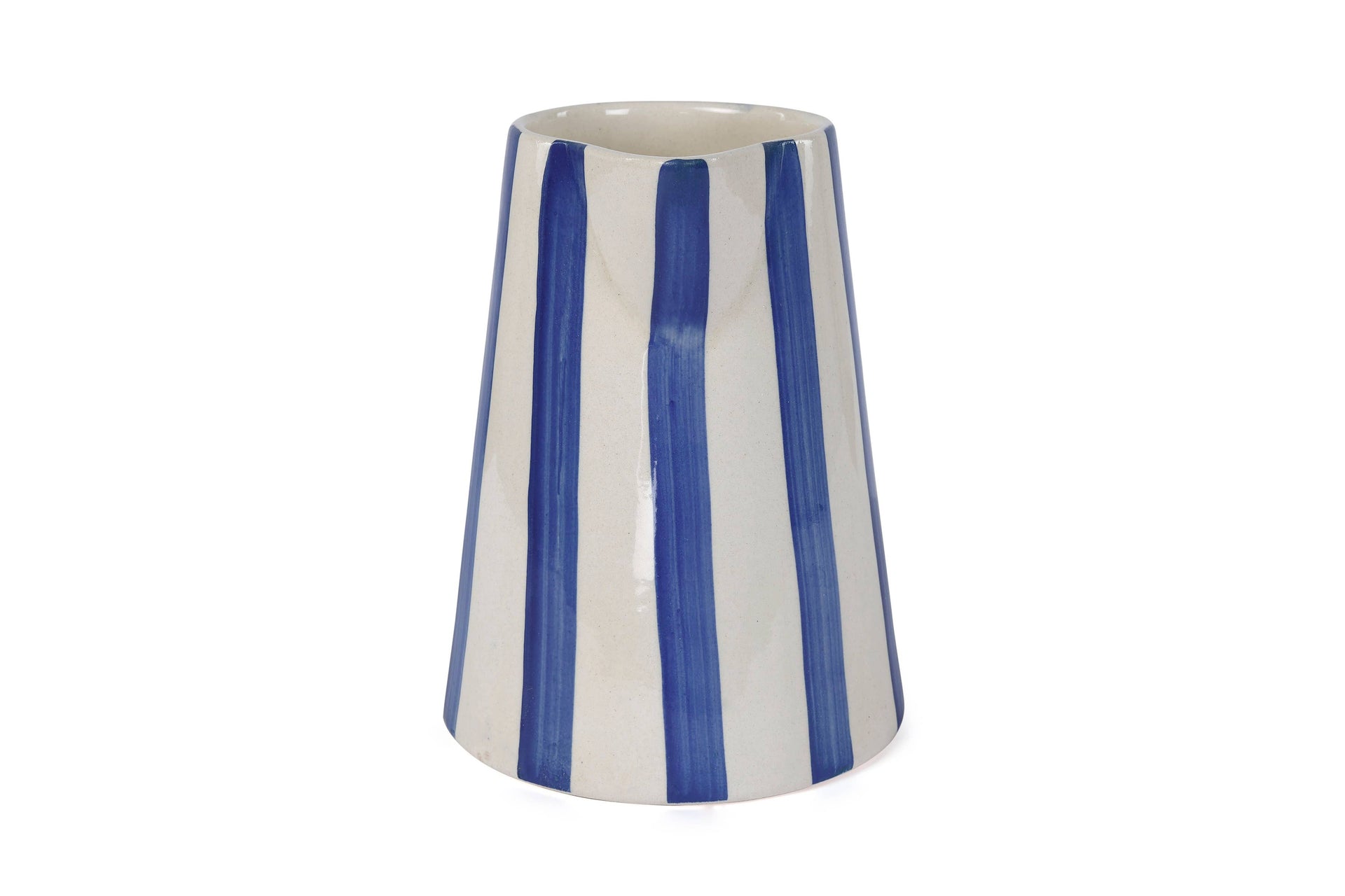 Ceramic Stripe Pitcher, Blue - 8.25x8.25x8 Inches - Casa Amarosa