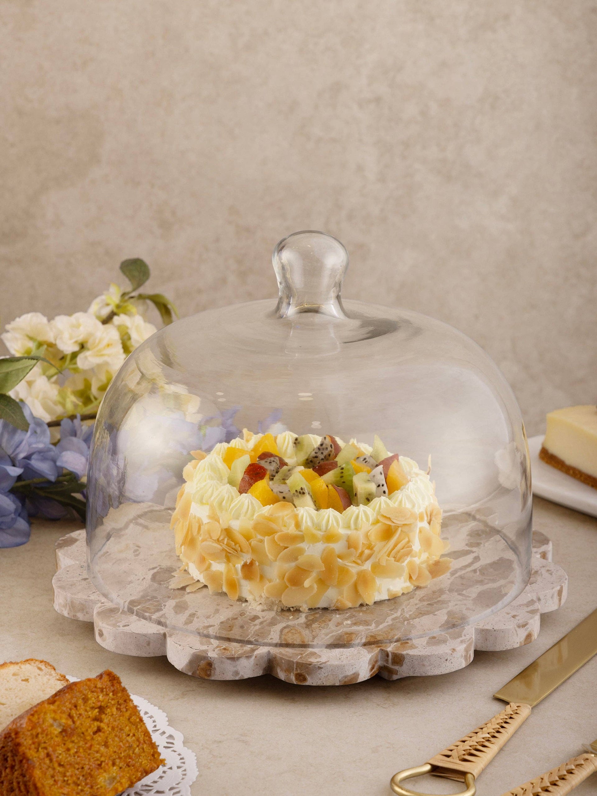 Viola Serving Board with Cloche - 12" D x 8" H - GAURI KOHLI