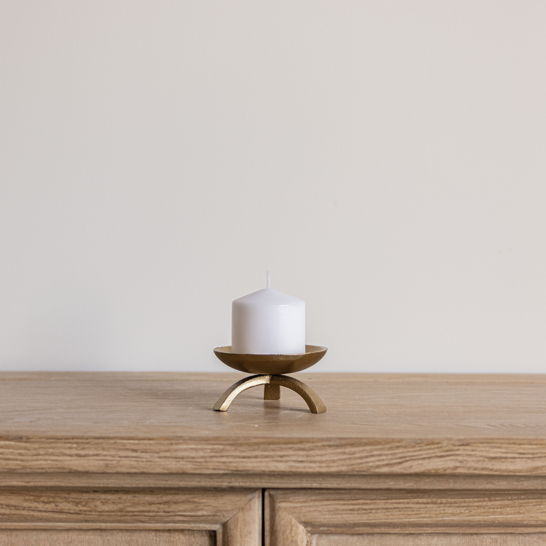 Brass Tripod Pillar Candle Holder - Luxe B Co