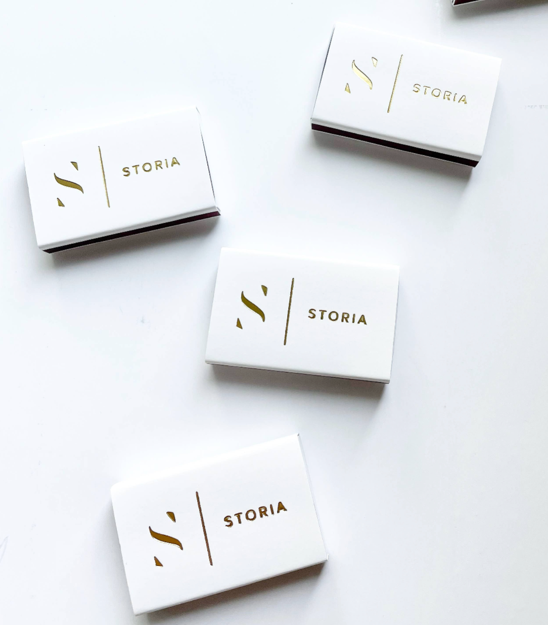 Custom Logo Matchbox - White & Gold