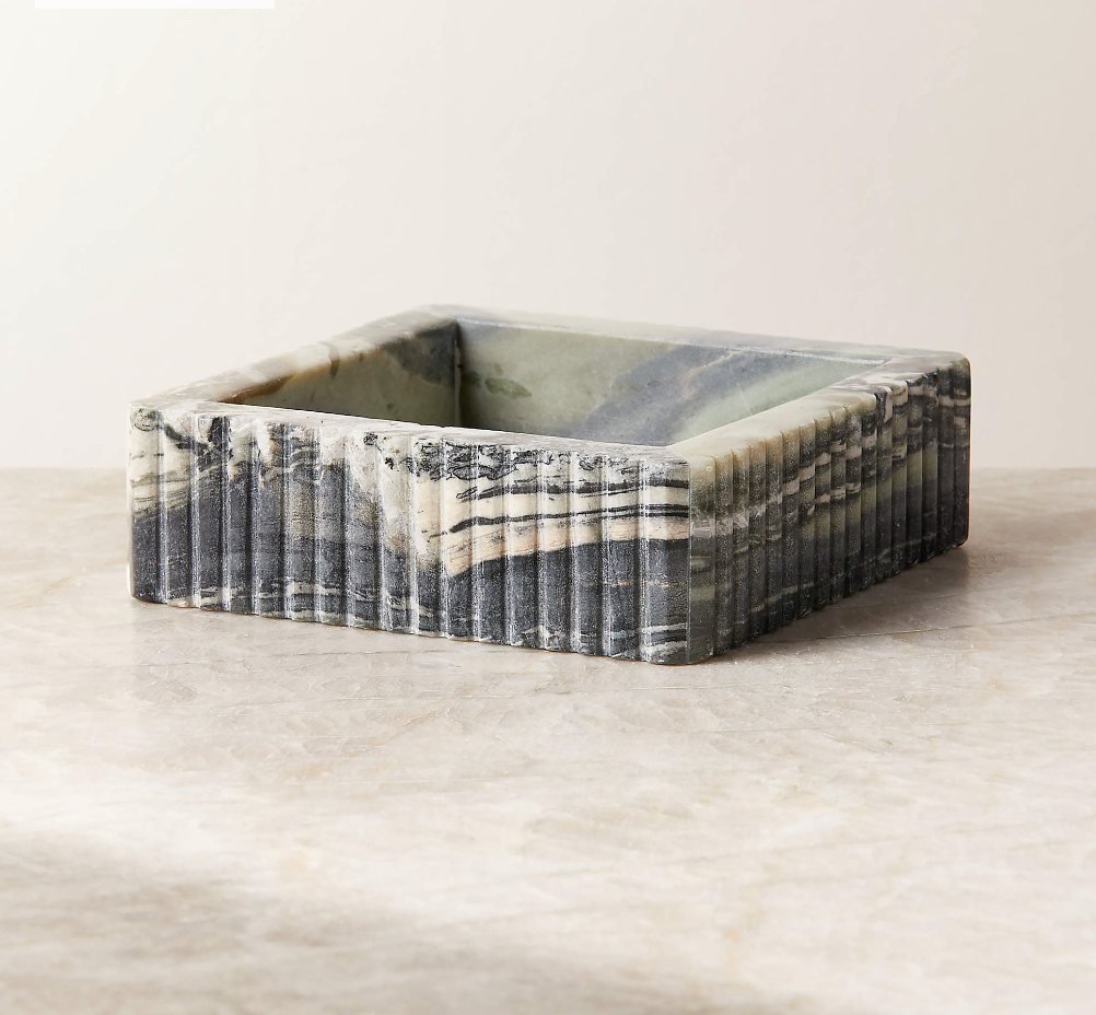 Luke Jade Marble Ribbed Catchall Dish - CB2