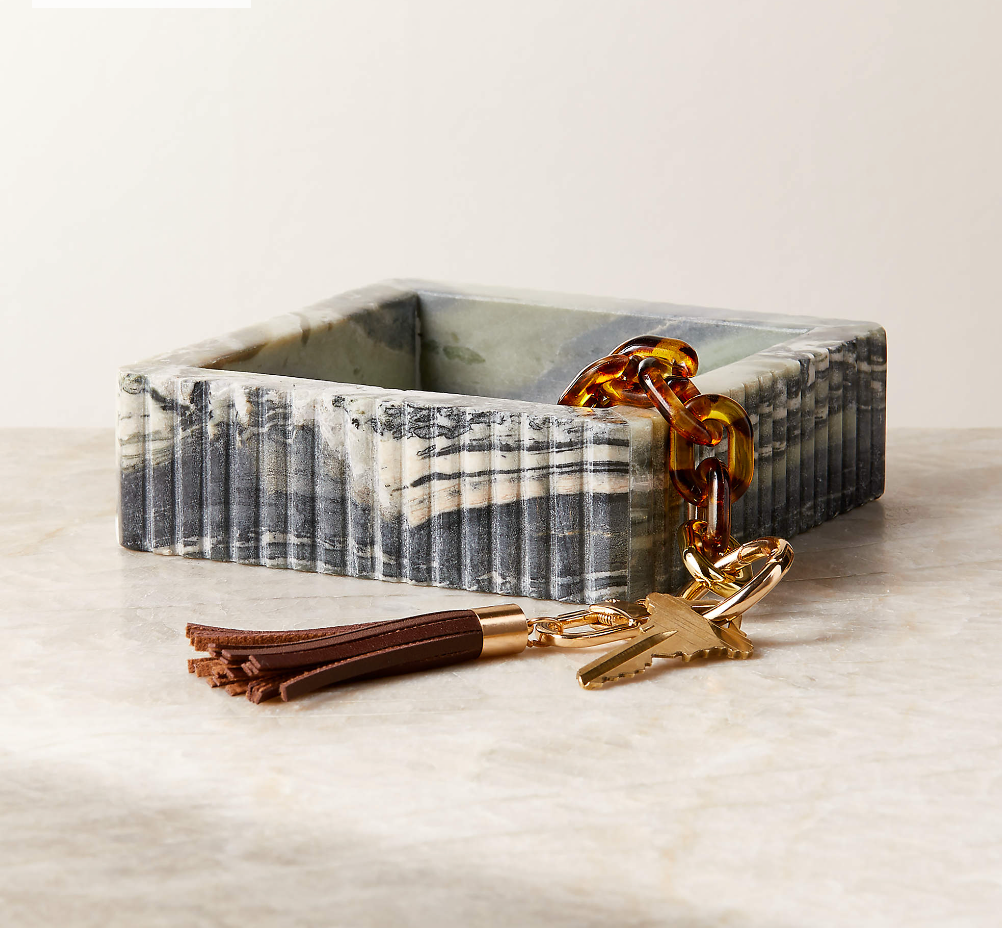 Luke Jade Marble Ribbed Catchall Dish - CB2