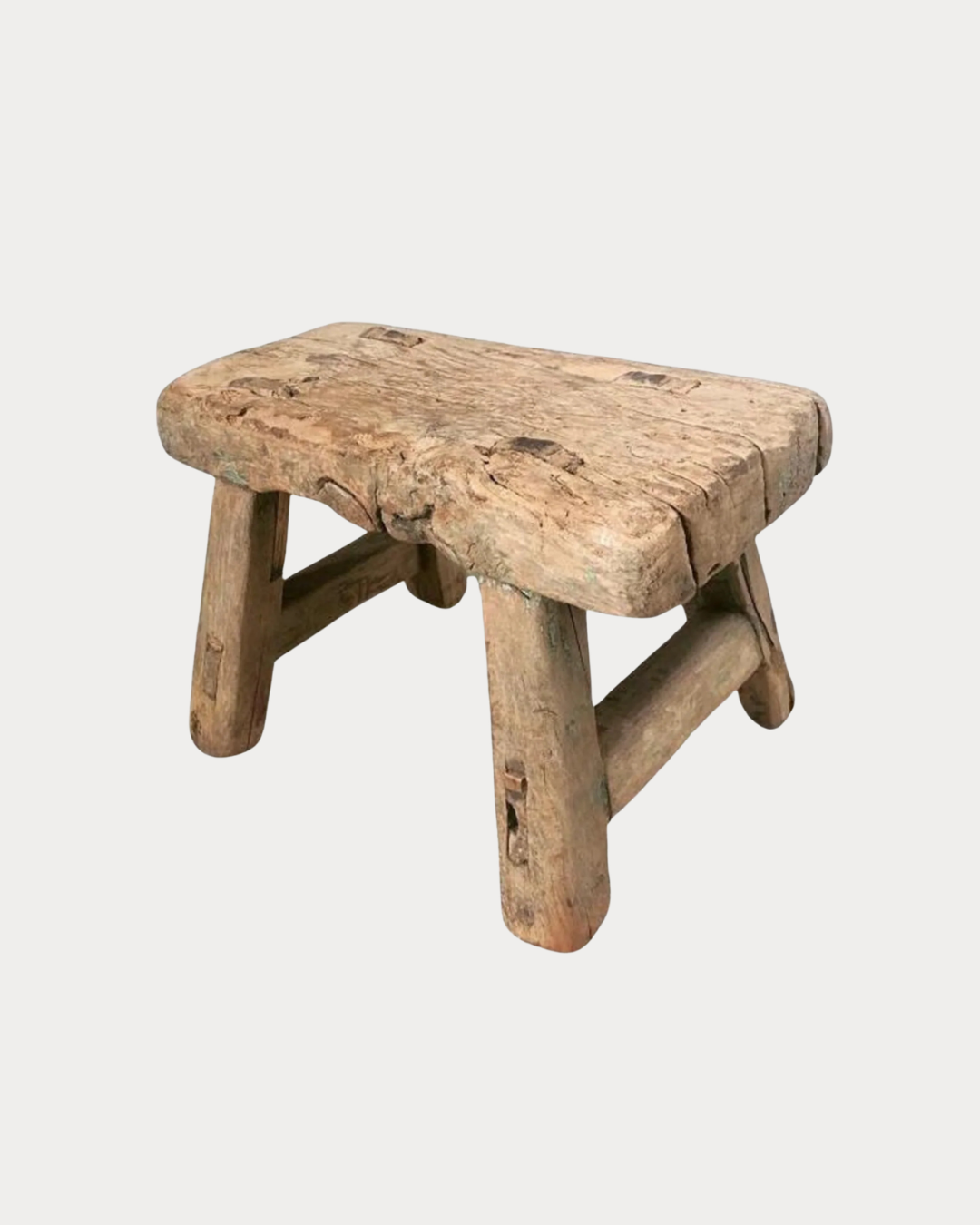 Vintage Small Wooden Stool Old Rustic Elm Wood Display Riser
