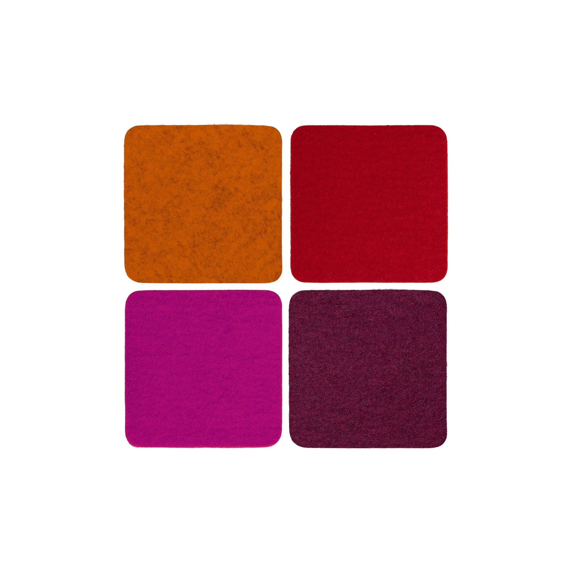 Bierfilzl Merino Wool Felt Square Coaster 4 Pack Bordeaux