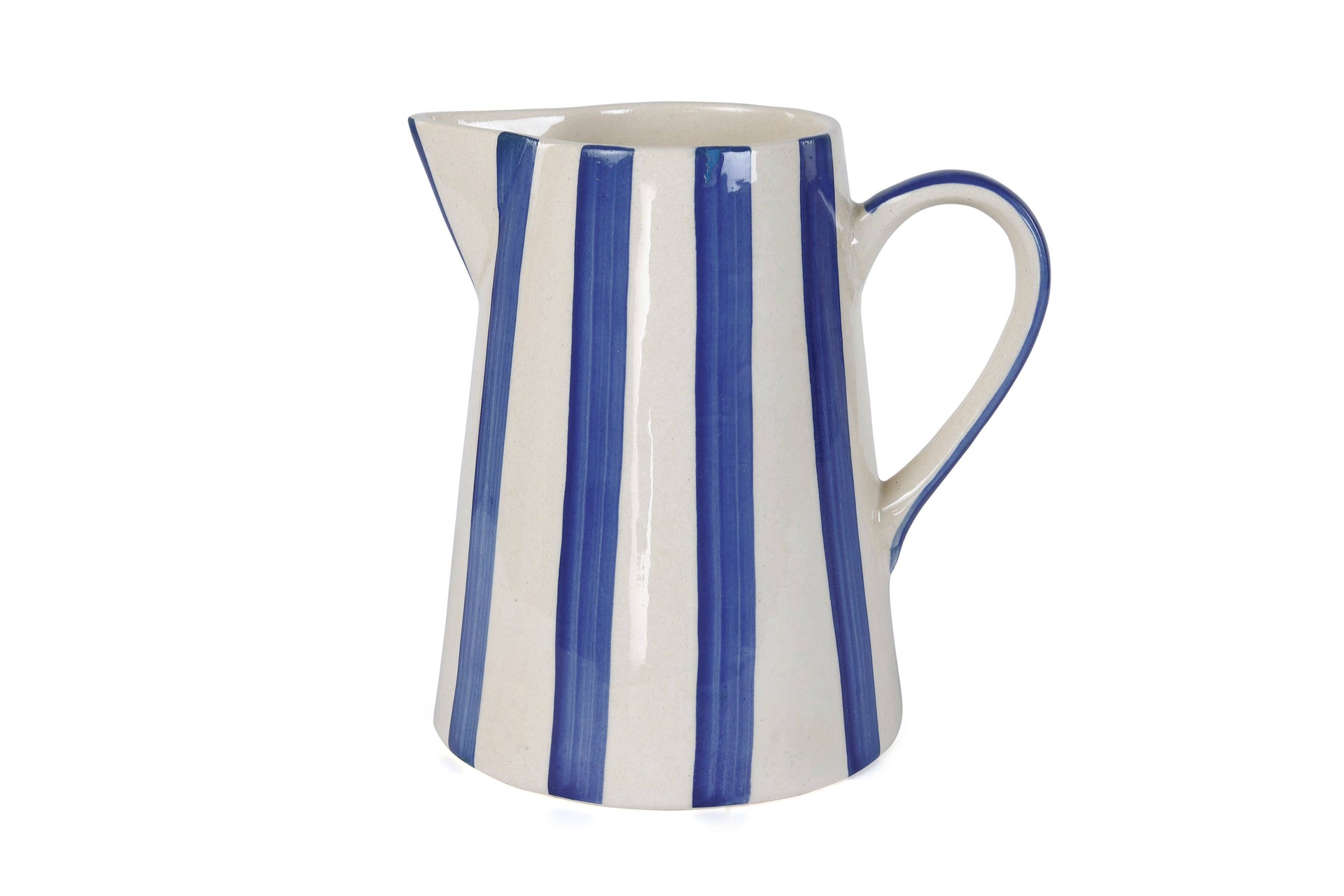 Ceramic Stripe Pitcher, Blue - 8.25x8.25x8 Inches - Casa Amarosa