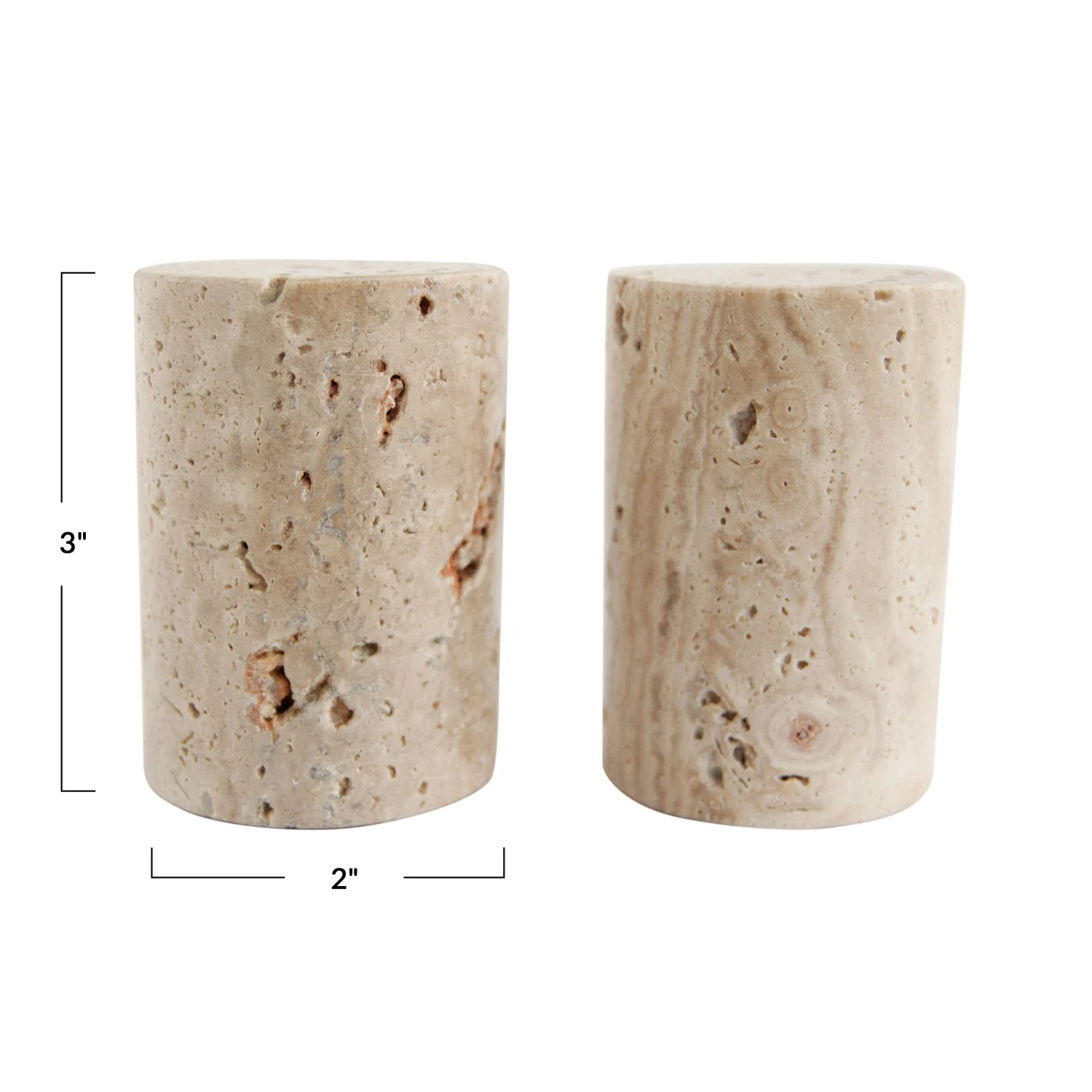 Travertine Salt & Pepper Shakers, Set of 2