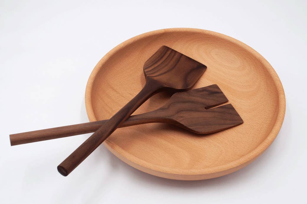 13” Walnut Salad Server Set